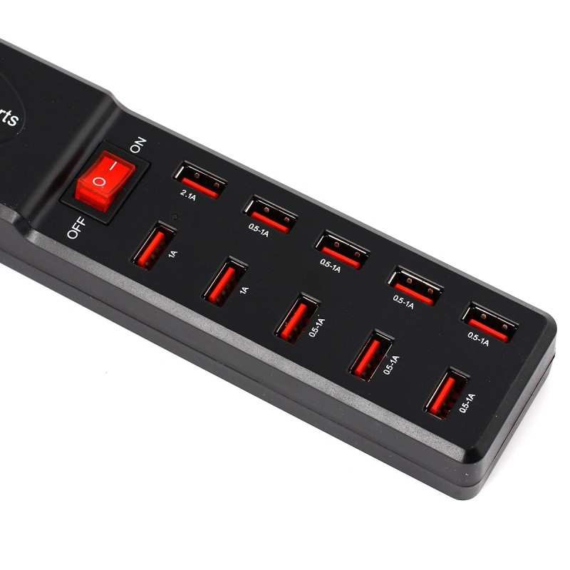 Elektirik Prizli 10 Port USB Şarj Adaptörü