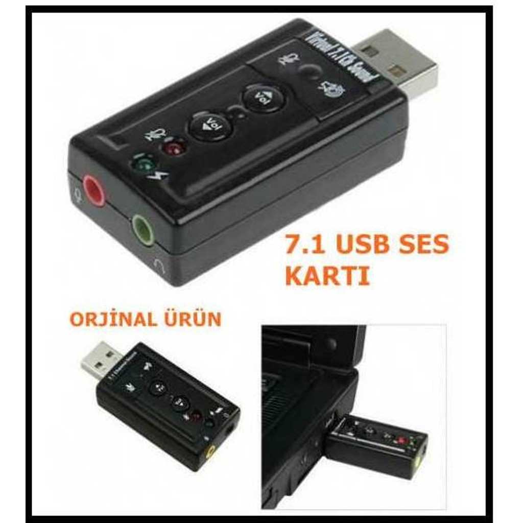 7.1 USB Ses Kartı Virtual Sound 3D - Win 7 Win 8 Win 10 ÇEVİRİCİ