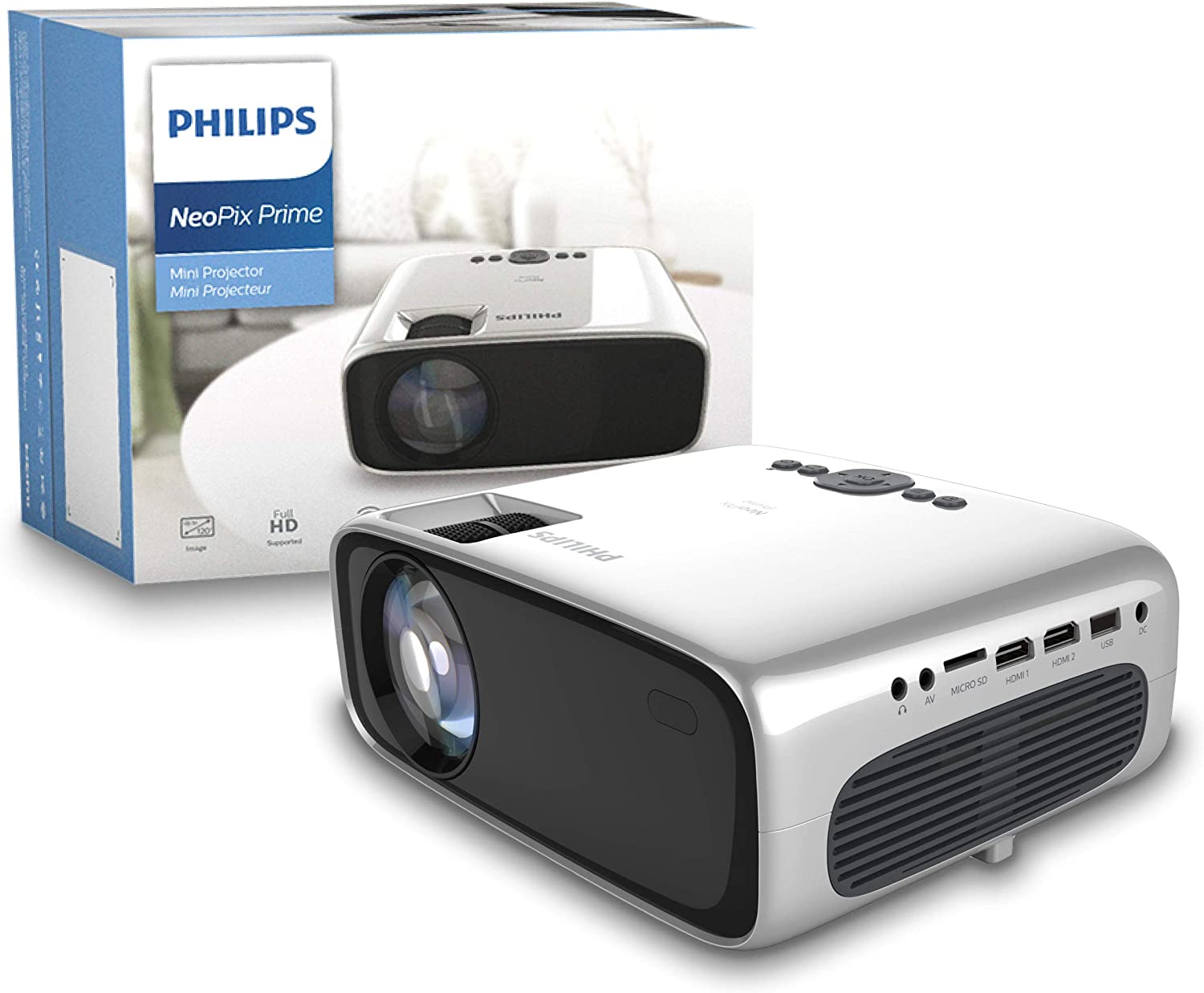 Philips NeoPix Prime NPX540/INT 3500 ANSI 1280x720 Wi-Fi Bluetooth Kablosuz LED Projeksiyon Cihazı